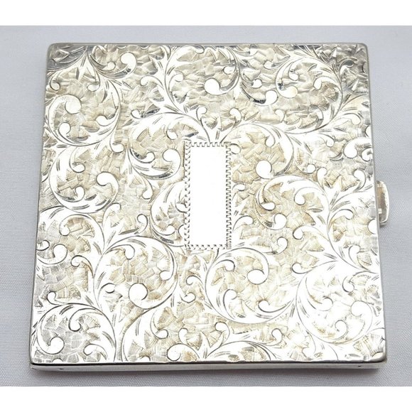 Vintage Antique Sterling Silver Powder Box Makeup Compact with Pattern No Mono